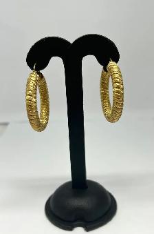 10k Textured Spiral Hoop Earrings