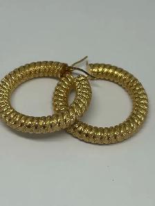 10k Textured Spiral Hoop Earrings - Photo 6