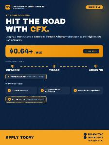AZ Team Drivers Wanted – Long Haul (ON to TX/AZ) – $0.64 /mile