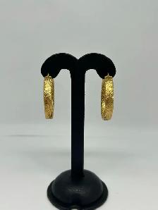 10k Textured, Diamond cut Hoop Earrings