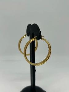 10k Textured, Diamond cut Hoop Earrings - Photo 3