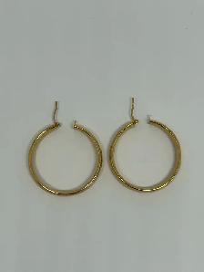 10k Textured, Diamond cut Hoop Earrings - Photo 4