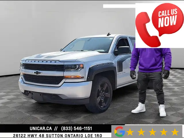 2017 Chevrolet Silverado 1500 Custom / 5.3L V8 / 4WD / Double Ca
