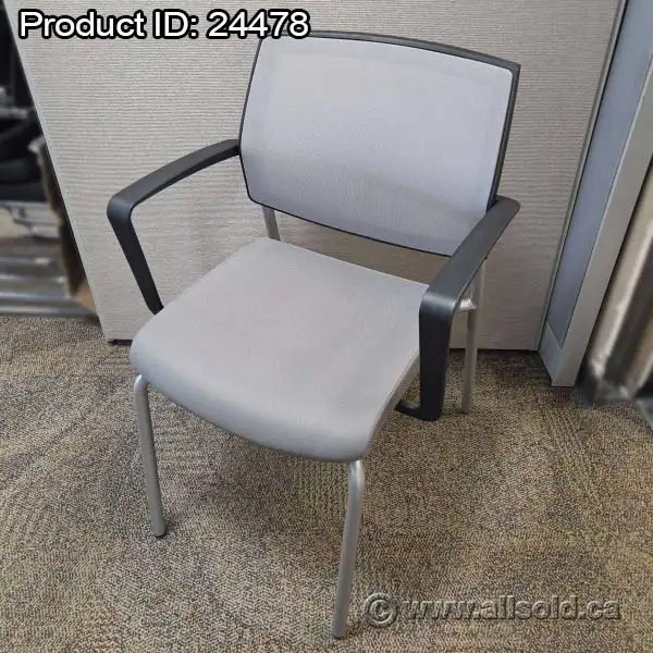 SitOnit Focus Grey Mesh and Black Arms Stacking Side Guest Chair