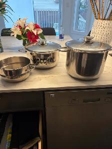 Large  Stainless steel Pots and strainer