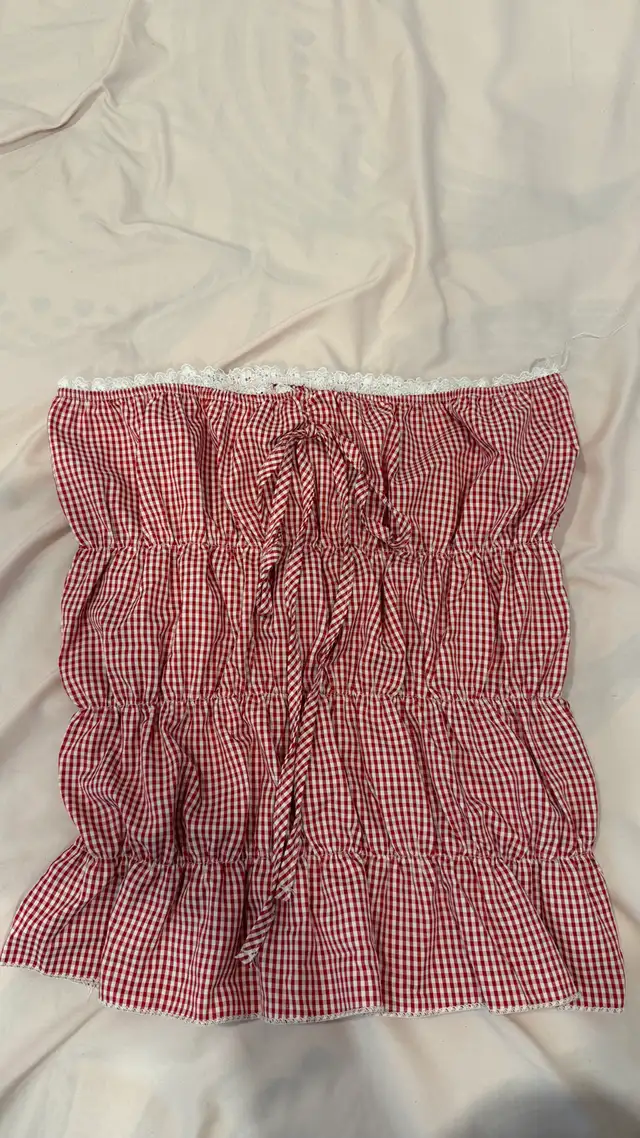 Red Gingham Tube Top