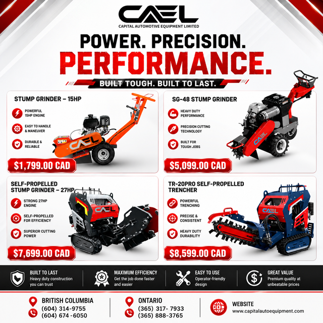 New CAEL Stump Grinders & Trenching Equipment  CERTIFIED & WARRA