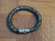 Vintage SWAROVSKI Black Stardust Crystal Mesh Bracelet Magnetic - Photo 2