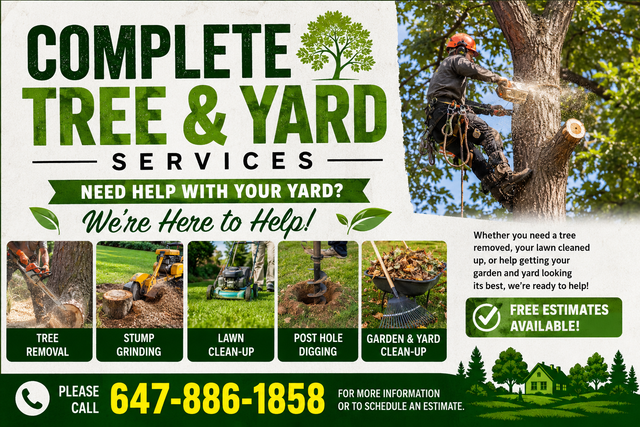 TREE & YARD SERVICES – FREE ESTIMATES!