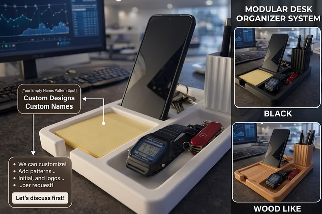 Custom Modular Desk Organizer   Pen Holder - Engraved Name - Ott