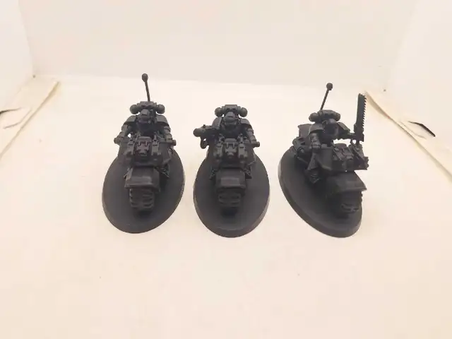 Warhammer 40k 3 Firstborn Space Marine Bikers Primed Black