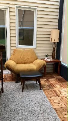 Mid century. TEAK TECK. Armchair stool Tabouret pour fauteuil /