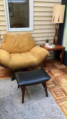 Mid century. TEAK TECK. Armchair stool Tabouret pour fauteuil / - Photo 2
