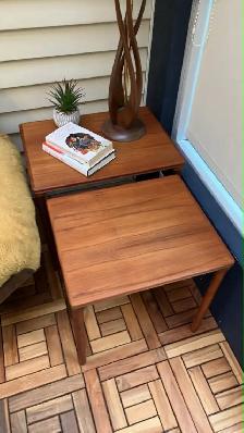 Mid century. TEAK TECK. Armchair stool Tabouret pour fauteuil / - Photo 8