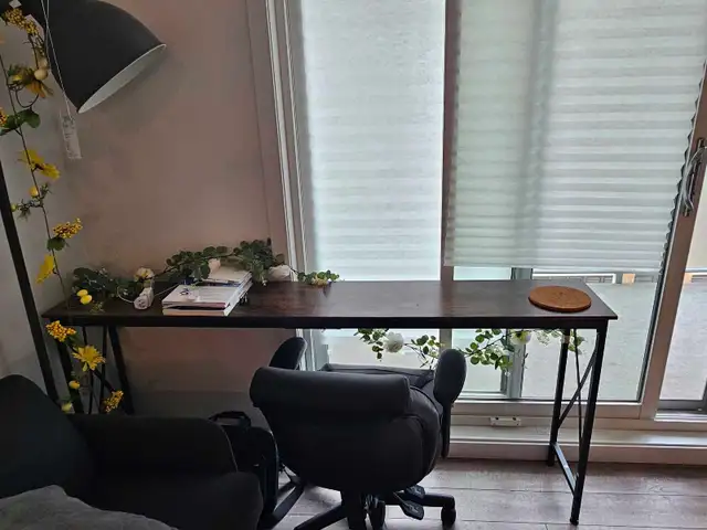 Long Table   Comfortable Office Chair   Floor Lamp – $100 OBO