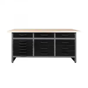 NEW BLACK 63″ METAL WORKBENCH TOOL WITH 15 DRAWERS GARAGE TC008A