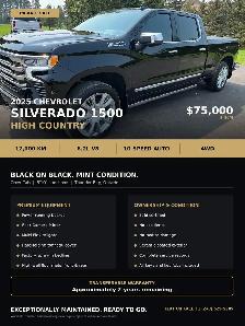 2025 Chevrolet Silverado 1500 High Country 6.2L V8 – Mint – 12,0 - Photo 2