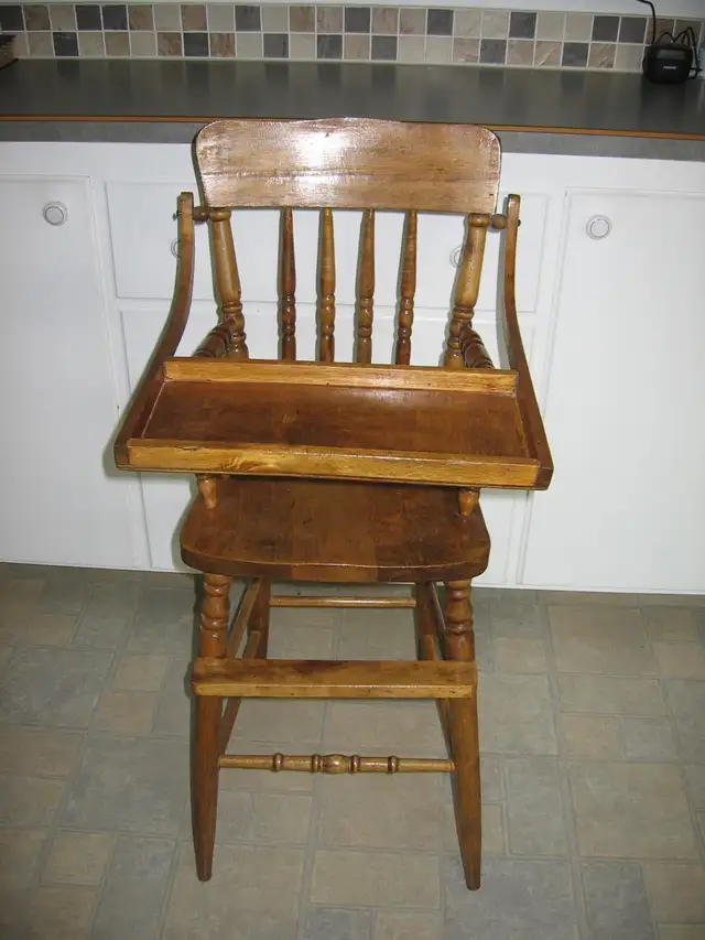Vintage wooden baby highchair