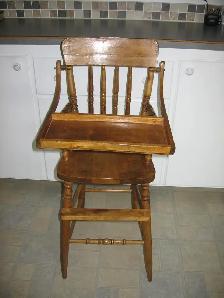 Vintage wooden baby highchair