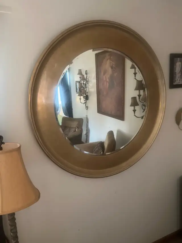 Gold Gilded large round  mirror