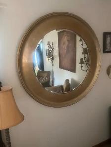 Gold Gilded large round  mirror