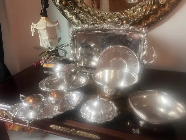Assortment of 12 pieces beautiful silver &  English decanter