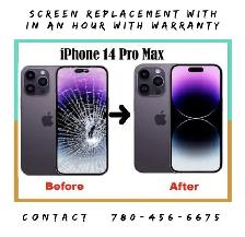 IPHONE 14 PRO MAX SCREEN REPLACMENT IN 30 MINUTES -780-456-6675
