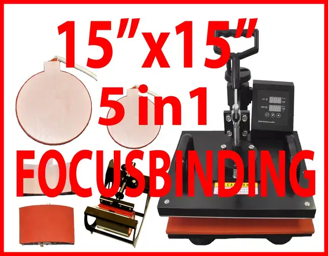 New Hot Deal 15x15 5in1 Transfer Heat Press Mug Plate Cap Shirts