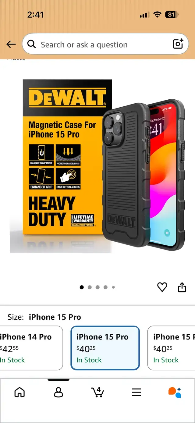 New Dewalt Strong Magnetic Case for iPhone 15 Pro