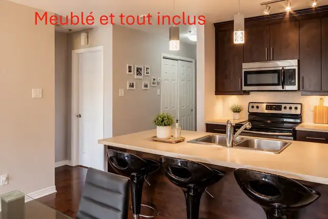 Meublé - tout inclus : Condo 3 1/2 dispo 1er octobre 26