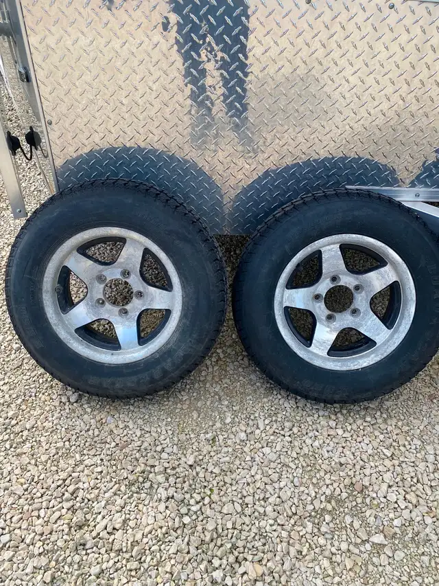 ST175/80D13  aluminum trailer wheels and tires , 5 bolt .