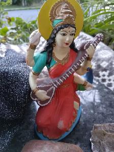 Handpainted 7' Goddess Saraswati Statue Patron of Arts