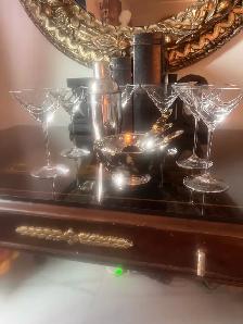 nine piece hand, blonde crystal martini glasses from Germany