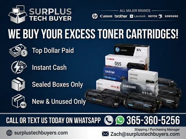 We Buy Sealed Brand-Name Toner Cartridges Near You