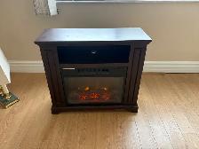 Free delivery used Dark Wood Electric Fireplace Media Console - Photo 3