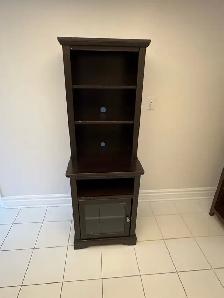 Free delivery used Dark Brown Media Console with Shelves