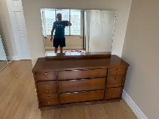 Free delivery used antique Wooden Dresser with Mirror - Photo 2