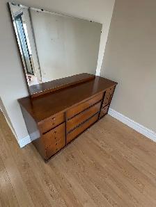 Free delivery used antique Wooden Dresser with Mirror - Photo 3