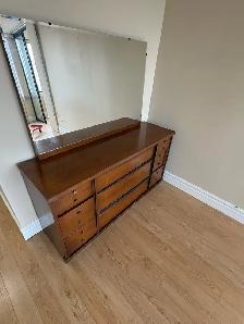 Free delivery used antique Wooden Dresser with Mirror - Photo 4