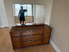 Free delivery used antique Wooden Dresser with Mirror - Photo 5