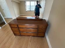 Free delivery used antique Wooden Dresser with Mirror - Photo 7