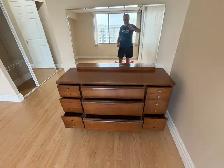 Free delivery used antique Wooden Dresser with Mirror - Photo 8