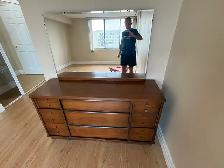 Free delivery used antique Wooden Dresser with Mirror - Photo 10