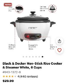 Black   Decker 6 cup Rice Cooker - Photo 7