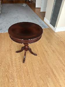 Free delivery used Round wooden end table with drawer