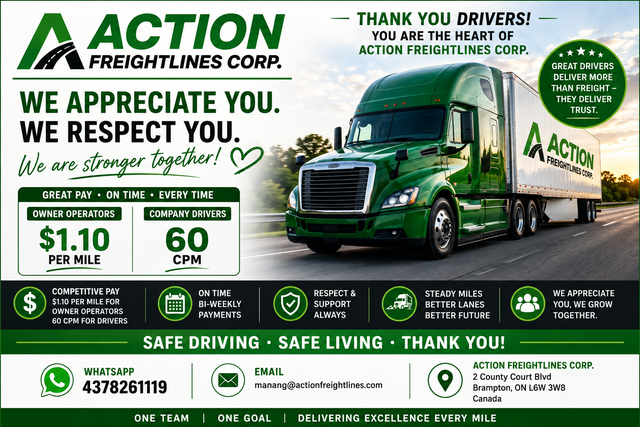 Hiring Cross Border Long Haul AZ Driver. 60 cpm