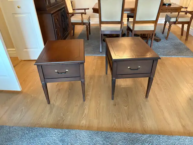 Free delivery used Vintage Wooden End Tables - Set of 2