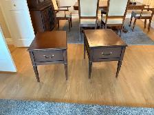 Free delivery used Vintage Wooden End Tables - Set of 2