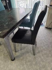 Heavy Marble Table incl. 4 High-Back Black Chairs- Sold Together - Photo 2