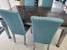Heavy Marble Table incl. 4 High-Back Black Chairs- Sold Together - Photo 3